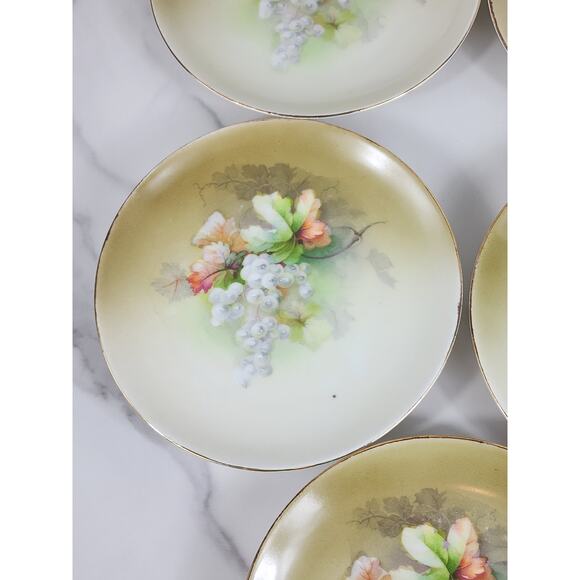 Eagle China Austria Bread Plate White Grapes Porcelain 6 1/4" Gold Trim x6 - Picture 6 of 15